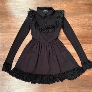 Dollskill Sheer Lace Long Sleeve Dress